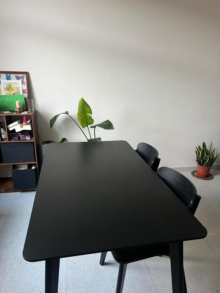 Eettafel met 2 stoelen – IKEA – zwart, Huis en Inrichting, Tafels | Eettafels, Gebruikt, Ophalen