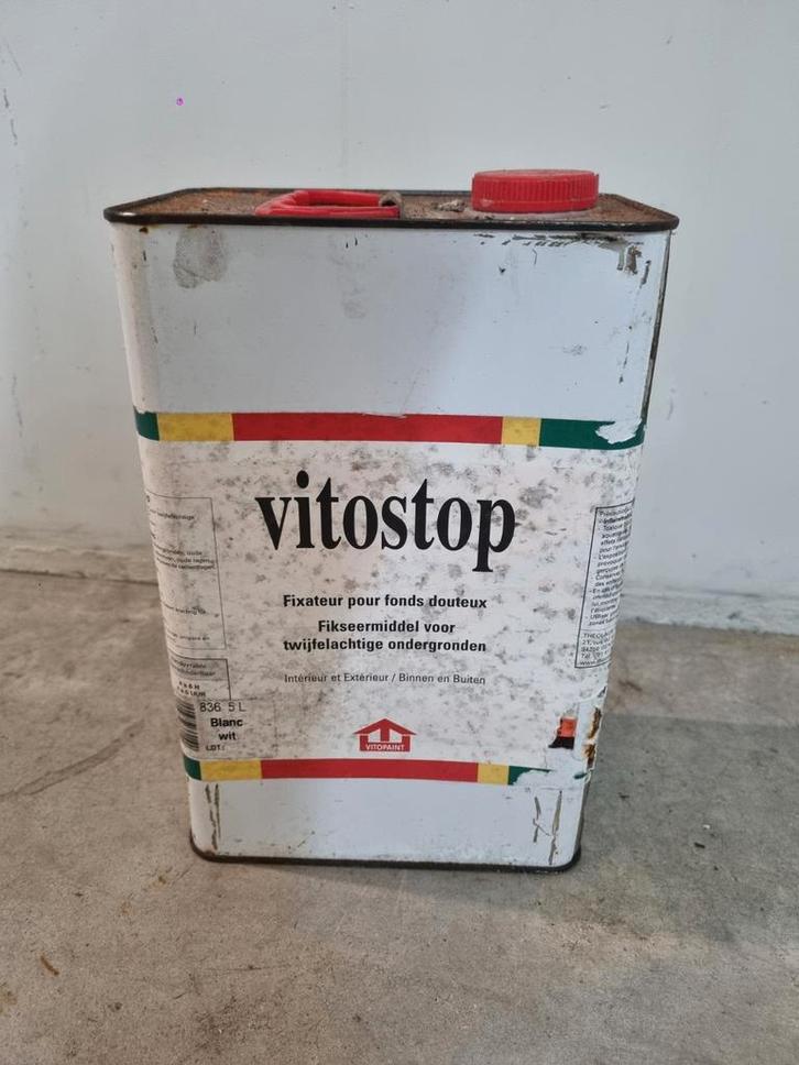 Vitostop fixeermiddel 5L WIT voor twijfelachtige ondergronen, Doe-het-zelf en Bouw, Verf, Beits en Lak, Nieuw, Verf, Wit, Ophalen of Verzenden