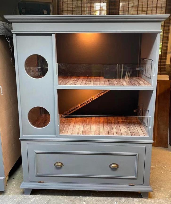 Stijlvolle caviakast met verdieping en opberglade, Dieren en Toebehoren, Knaagdieren en Konijnen | Hokken en Kooien, Gebruikt