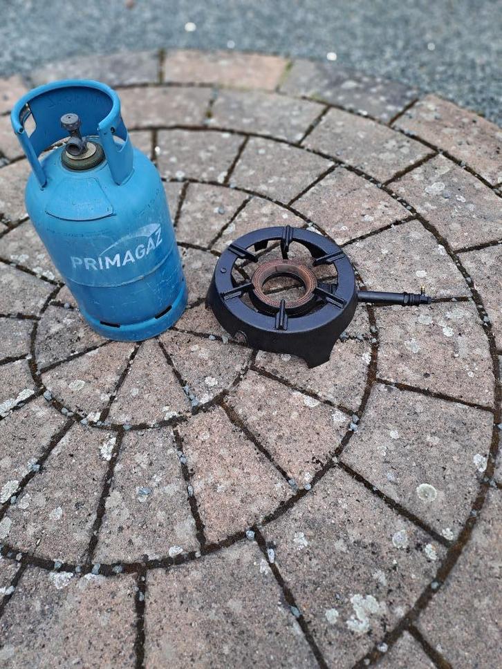Gasfles "PRIMAGAS" met brander, Doe-het-zelf en Bouw, Dakpannen en Dakbedekking, Zo goed als nieuw, Metaal, Ophalen