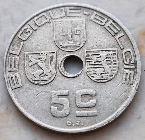 Medailleslag 5 Cent 1938 Fr./Vl. Leopold III, Postzegels en Munten, Munten | België, Losse munt, Overig, Ophalen of Verzenden