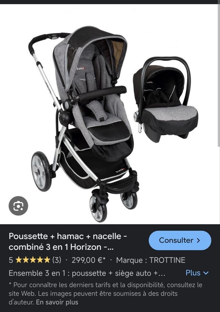 Poussette trottine 3 en 1 avec tout accessoires + carton d'o, Kinderen en Baby's, Kinderwagens en Combinaties, Zo goed als nieuw