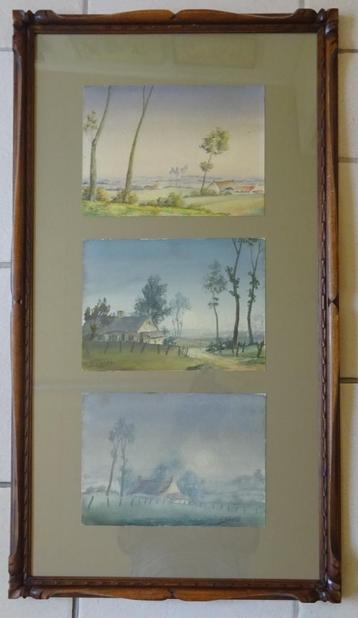 Gies Cosyns, 3 originele aquarellen in 1 lijst beschikbaar voor biedingen