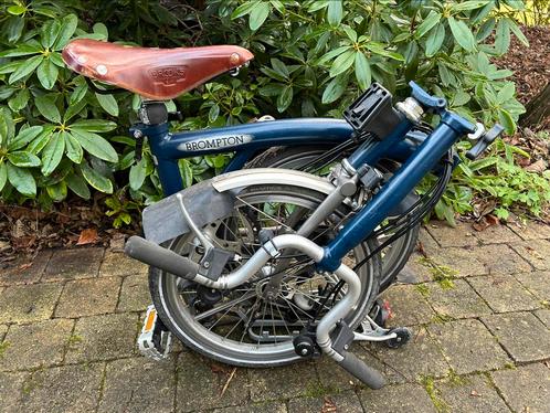 Brompton Titanium Blauw 6v + Brooks zadel, Vélos & Vélomoteurs, Vélos | Vélos pliables, Comme neuf, Brompton, 14 à 16 pouces, Totalement pliable