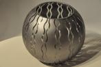 Vase rond en verre motif crenelé argenté, Ophalen, Gebruikt, Overige kleuren, Glas