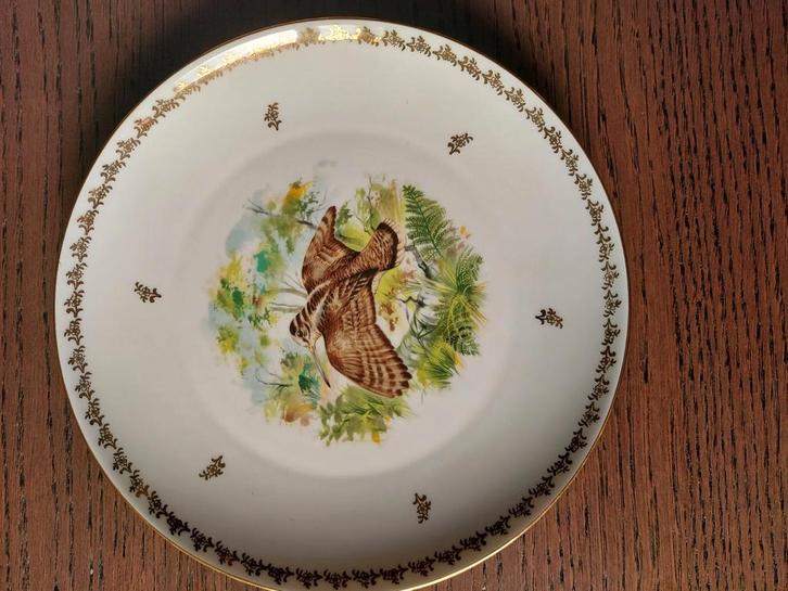Vintage Limoges France porseleinen bord met vogelmotief, Antiek en Kunst, Antiek | Servies los, Ophalen of Verzenden