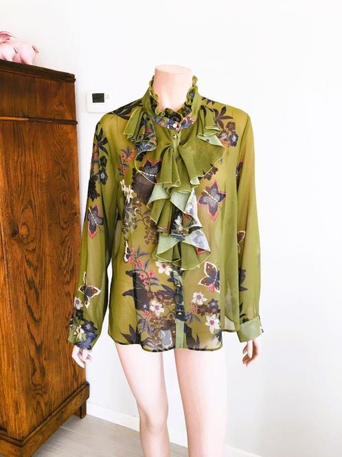 Marie Méro - prachtige blouse met chabot - 44, Kleding | Dames, Blouses en Tunieken, Zo goed als nieuw, Maat 42/44 (L), Groen