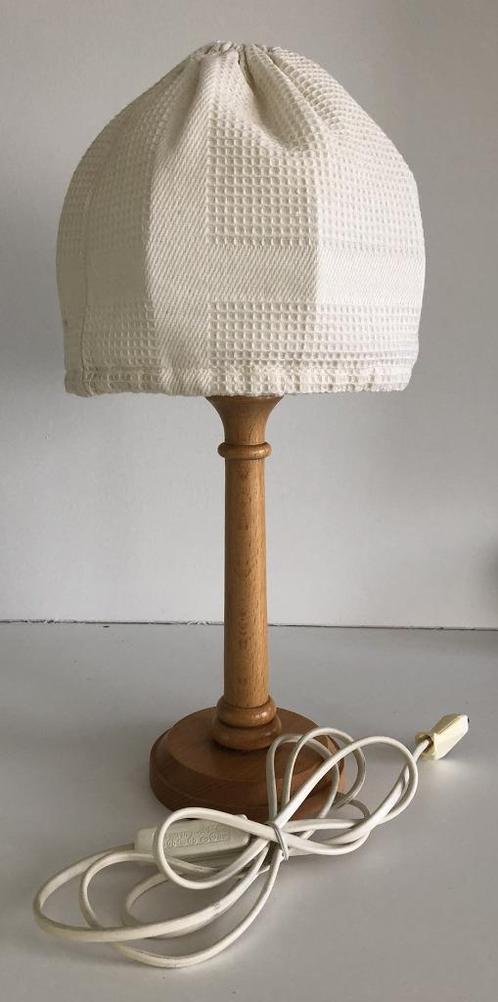 Romantische nachtlamp/tafellamp– hout – bolvormige kap, Maison & Meubles, Lampes | Lampes de table, Comme neuf, Moins de 50 cm