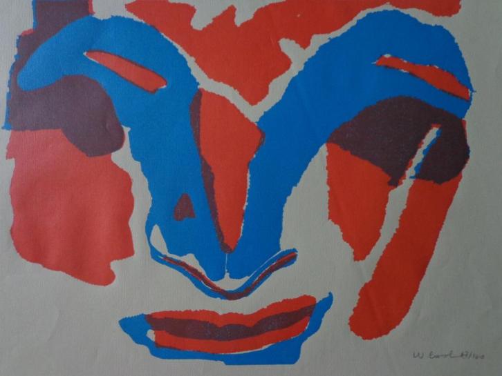 houtsnede Willie Cools abstracte compositie, Antiek en Kunst, Kunst | Litho's en Zeefdrukken, Ophalen of Verzenden