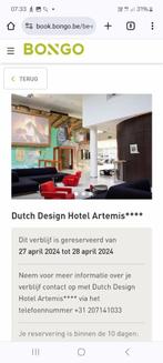 27 april:overnachting Amsterdam Dutch Design Hotel Artemis**, Vakantie, Vakantie | Aanbiedingen en Last minute, Eigenaar