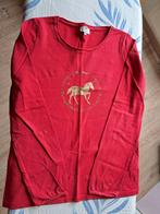 T-shirt rouge manches longues avec licorne  Cyrillus (14), Comme neuf, Garçon ou Fille, Cyrillus, Chemise ou À manches longues