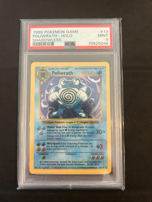 13/102 poliwrath shadowless psa 9 € 285,00 holo, Hobby en Vrije tijd, Verzamelkaartspellen | Pokémon, Losse kaart, Ophalen of Verzenden