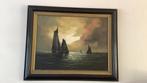 Schilderij schepen op zee, Antiek en Kunst, Ophalen