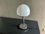 Moderne tafellamp wit/inox 60W, Huis en Inrichting, Lampen | Tafellampen, Ophalen of Verzenden, Zo goed als nieuw, Glas