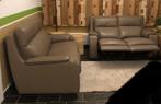 Lederen salon met dubbele elektrische relax, Huis en Inrichting, Ophalen, Zo goed als nieuw, Leer