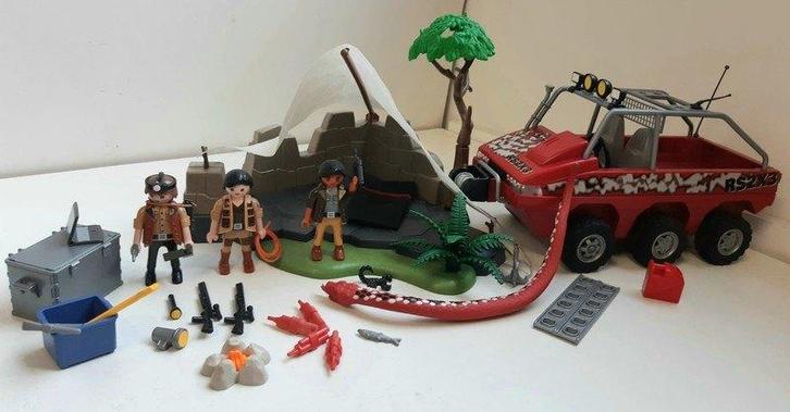 Playmobil 4843 4844 Set van avonturiers, voertuig en kamp, Kinderen en Baby's, Speelgoed | Playmobil, Zo goed als nieuw, Complete set