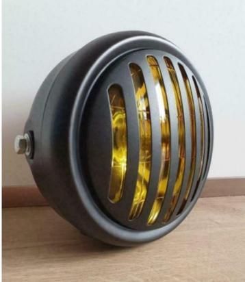 Koplamp geel zwart caferacer bobber scrambler lijn rooster beschikbaar voor biedingen
