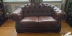 Chesterfield 2-zit zetel echt leder, Ophalen, Gebruikt, 100 tot 125 cm, 150 tot 200 cm