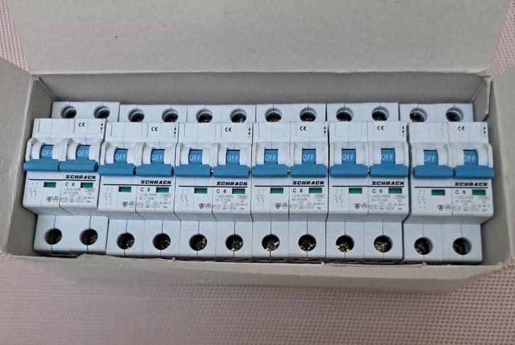 Disjoncteurs SCHRACK 2 pôles 6A - Neufs et conformes, Doe-het-zelf en Bouw, Elektriciteit en Kabels, Nieuw, Ophalen