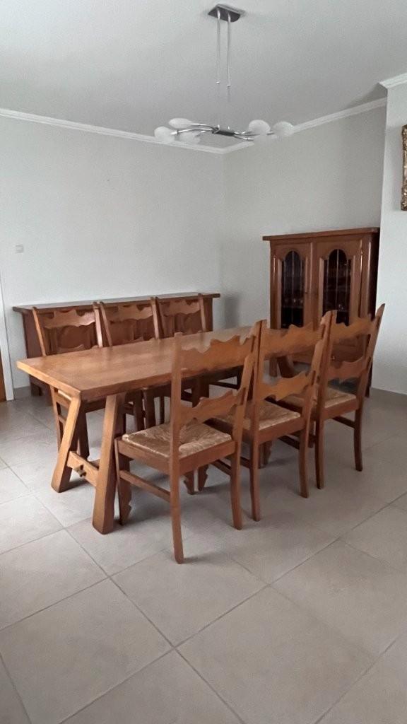 Rustieke eiken eetkamer  – massief + fineer, te verfrissen, Huis en Inrichting, Complete eetkamers, Gebruikt, 4 tot 6 stoelen