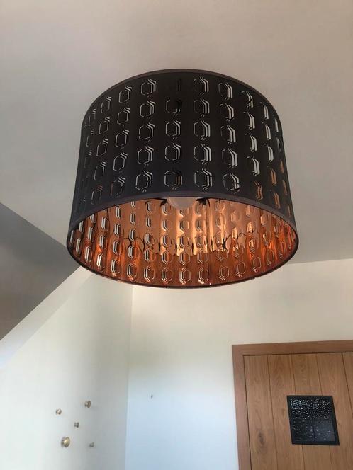 Plafondarmatuur zwart / koper - dia. 60 x h 35 cm, Huis en Inrichting, Lampen | Lampenkappen, Zo goed als nieuw, 25 tot 50 cm