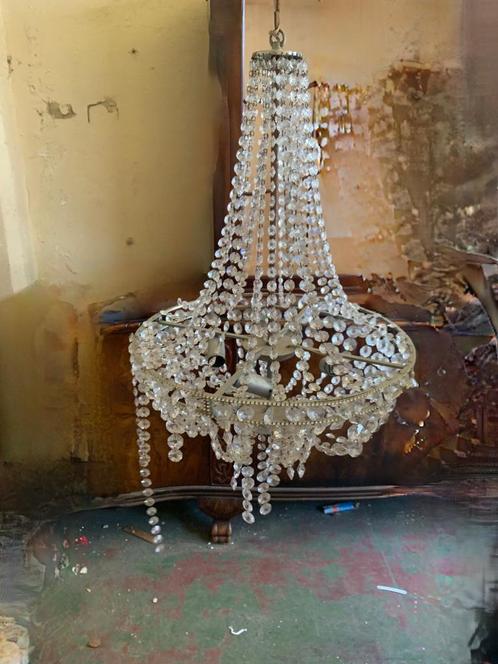 Antieke kroonluchter met kwastjes — klassieke kristalstijl, Antiek en Kunst, Antiek | Verlichting, Ophalen
