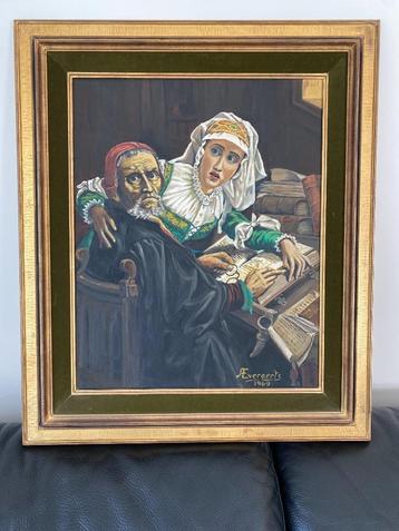 Schilderij „Verboden lectuur” — Gesigneerd Everaerts 1969 beschikbaar voor biedingen