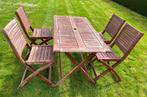 Table de jardin + 4 chaises, Jardin & Terrasse, Tables de jardin, Rectangulaire, Bois, Enlèvement, Utilisé