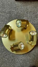 Plafondspot goud messing- metaal 4 spots, Maison & Meubles, Lampes | Spots, Comme neuf, Enlèvement