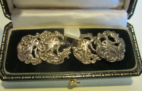 Antieke manchetknopen zilver, Victoriaans, 19e eeuw, Antiek en Kunst, Antiek | Zilver en Goud, Zilver, Verzenden