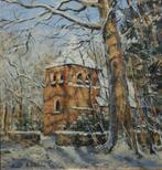 Leon Engelen (1943): Kerkje in de winter (O/D, 61 x 66 cm), Antiek en Kunst, Ophalen of Verzenden