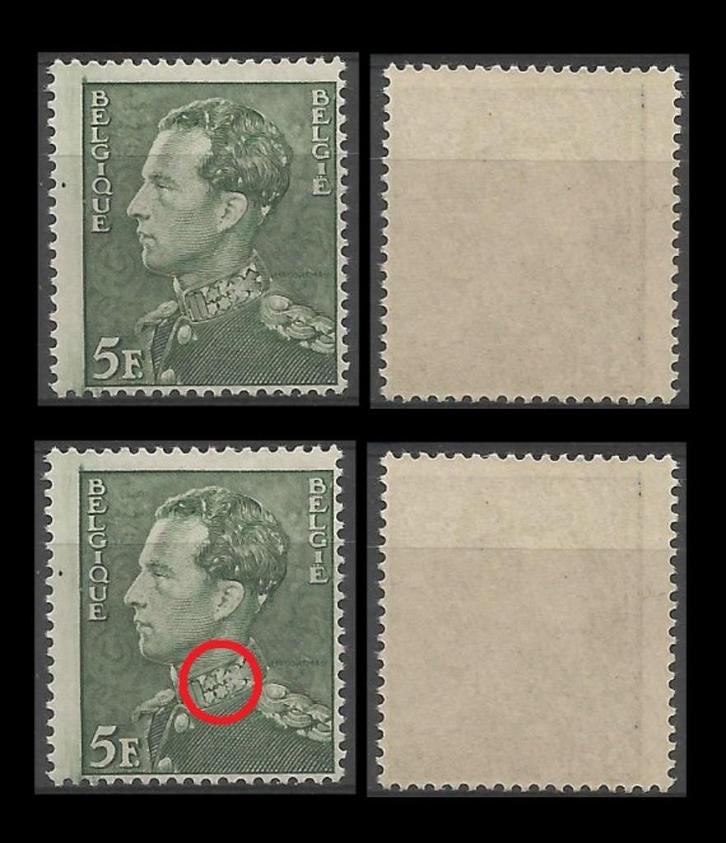 Postzegel 433-V Koning  Leopold III Type Poortman Variëteit, Postzegels en Munten, Postzegels | Europa | België, Frankeerzegel