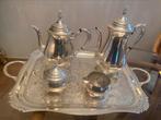 Verzilverd thee- en koffieservies op dienblad, Antiek en Kunst, Ophalen of Verzenden