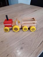 Houten tractor met aanhangwagen., Ophalen, Zo goed als nieuw