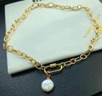ketting hanger natuurlijke parel verguld 18K, Ophalen of Verzenden, Nieuw, Wit, Met hanger
