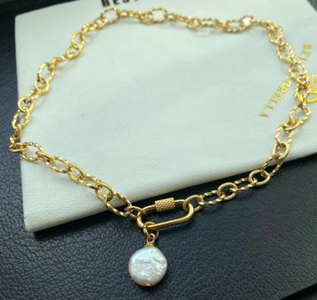 ketting hanger natuurlijke parel verguld 18K beschikbaar voor biedingen