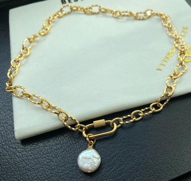 ketting hanger natuurlijke parel verguld 18K, Handtassen en Accessoires, Kettingen, Nieuw, Wit, Met hanger, Ophalen of Verzenden