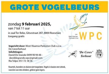 Nu zondag vogelbeurs in Roeselare, Dieren en Toebehoren, Vogels | Parkieten en Papegaaien