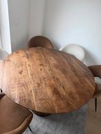 Ronde houten eettafel met 6 stoelen., Ophalen