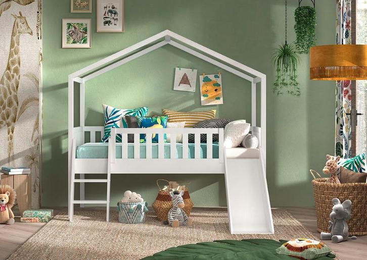 DALLAS HUISBED MET GLIJBAAN NIEUW!!!, Kinderen en Baby's, Kinderkamer | Bedden, Nieuw, 180 cm of meer, 100 cm of meer, Hoogslaper of Stapelbed