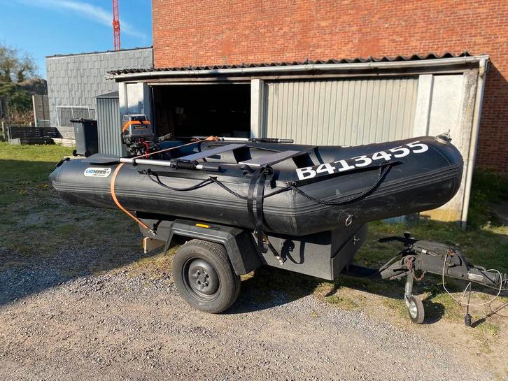 RIB 15 PK kortstaart en remorque, Watersport en Boten, Rubberboten, Gebruikt, Overige materialen, Minder dan 70 pk, Benzine, Ophalen