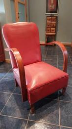 Fauteuil vintage en simili cuir rouge, Maison & Meubles, Fauteuils, Moins de 75 cm, Synthétique, Enlèvement, Utilisé