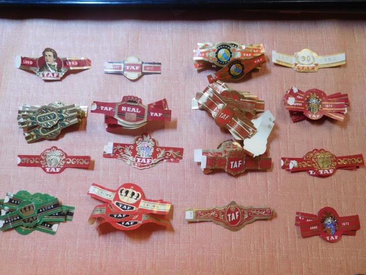 fabrikant van sigarenringen Taf, Verzamelen, Rookartikelen, Aanstekers en Luciferdoosjes, Gebruikt, Sigarenbandjes, Ophalen of Verzenden