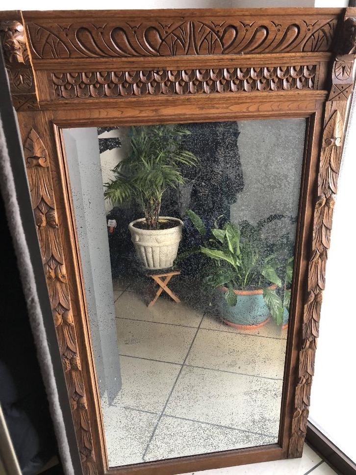 Handgesneden spiegel in Mechelse stijl, Antiek en Kunst, Antiek | Spiegels, Ophalen