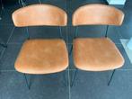 2 cognac kleurige skai leder stoelen, Huis en Inrichting, Stoelen, Ophalen, Gebruikt