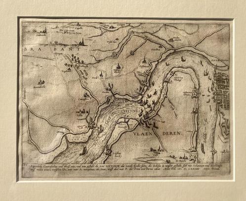Perfect ingelijste gravure Beleg van Antwerpen - Hogenberg, Antiek en Kunst, Kunst | Etsen en Gravures, Ophalen