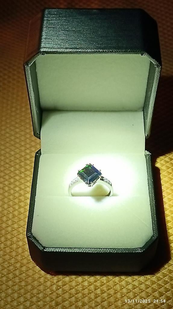 Bague en argent massif avec superbe opale noire d'Éthiopie, Neuf, Enlèvement, Argent, Argent