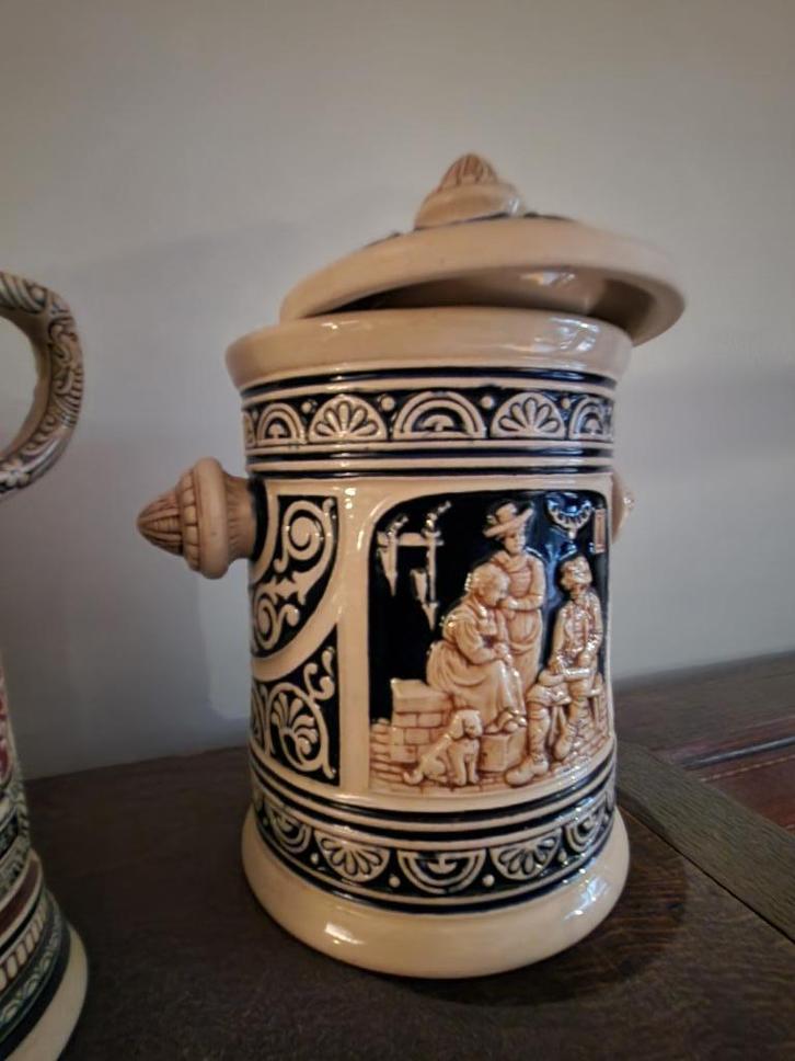 Antieke keramische bierpul met deksel, Antiek en Kunst, Antiek | Keramiek en Aardewerk, Ophalen