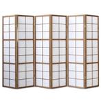 Kamerscherm roomdivider hout 6 delig inklapbaar Tabakskleur, Verzenden, Nieuw
