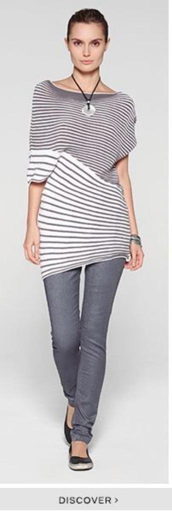 Sarah Pacini asymmetrische trui Nieuw grijs en wit